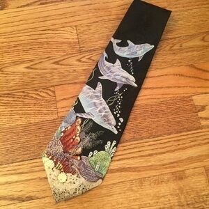 Vintage 90s Endangered Species Dolphin Medley 100% Silk Men’s Tie